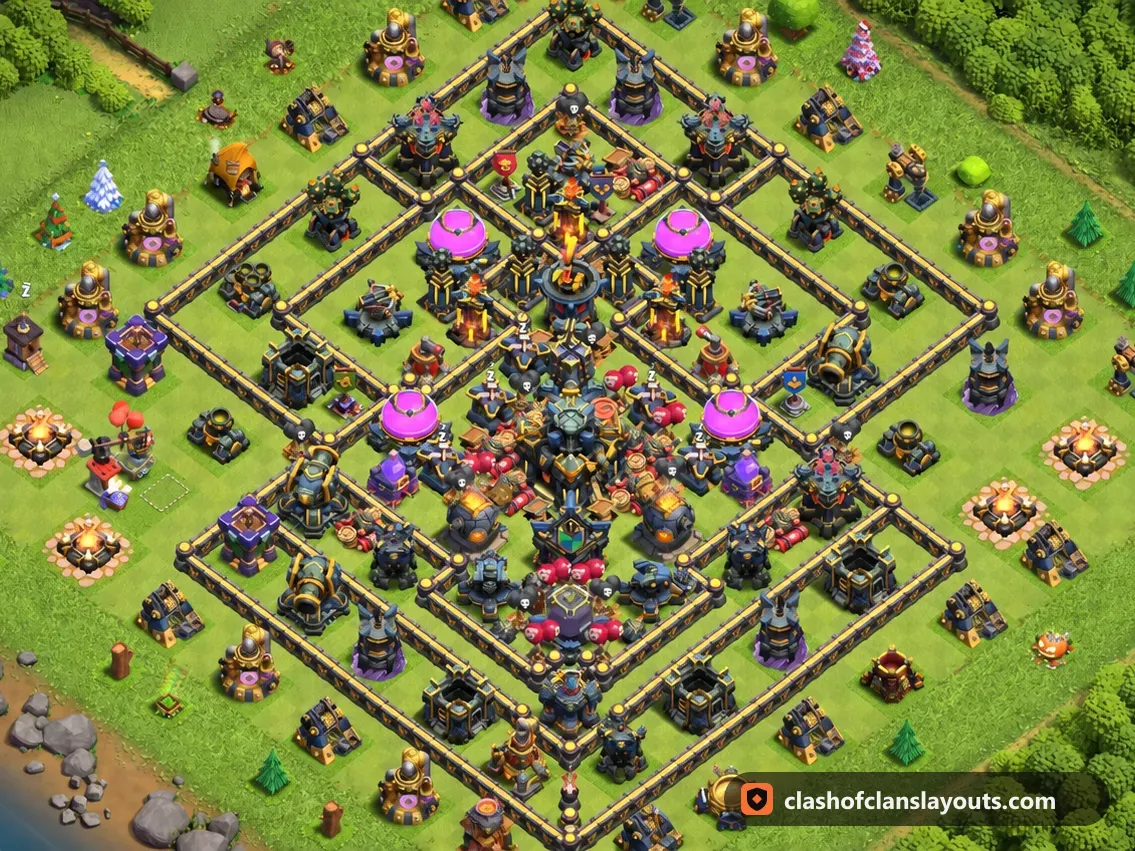 TH17 Farm Base Layout 30: Clash of Clans Town Hall 17 farm base layout, full base picture