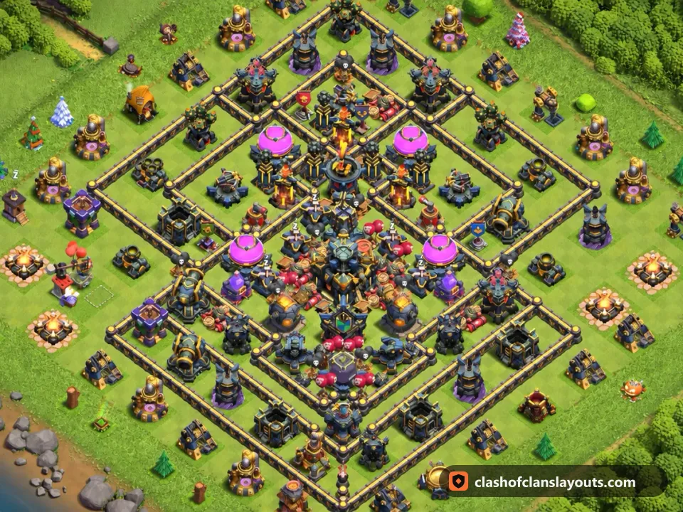 TH17 Farm Base Layout 30: Clash of Clans Town Hall 17 farm base layout, full base picture