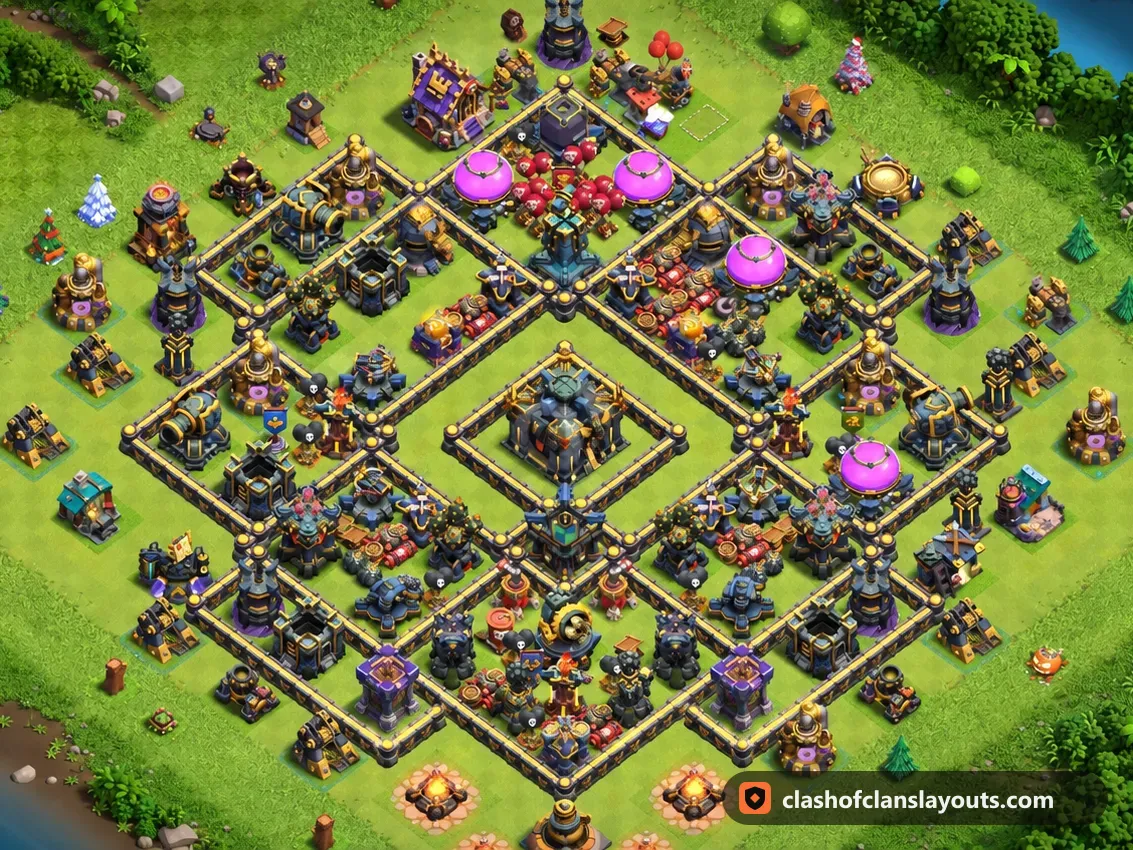 TH17 Farm Base Layout 31: Clash of Clans Town Hall 17 farm base layout, full base picture