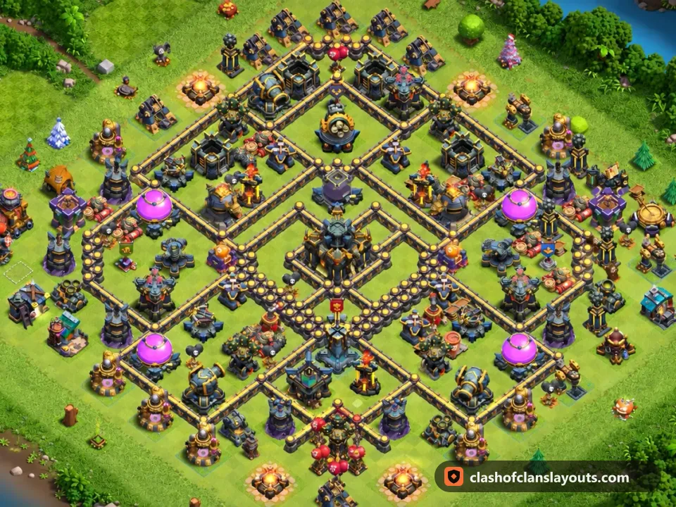 TH17 Farm Base Layout 33: Clash of Clans Town Hall 17 farm base layout, full base picture