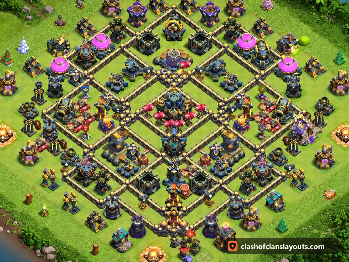 TH17 Farm Base Layout 34: Clash of Clans Town Hall 17 farm base layout, full base picture