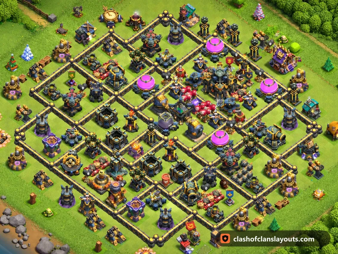 TH17 Farm Base Layout 37: Clash of Clans Town Hall 17 farm base layout, full base picture