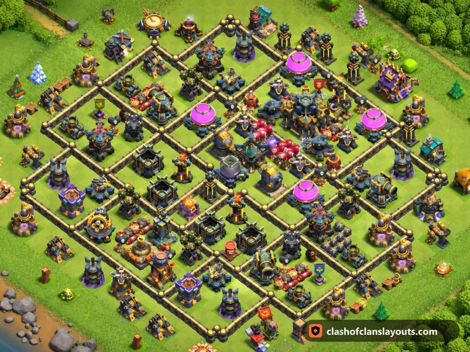 TH17 Farm Base Layout 37: Clash of Clans Town Hall 17 farm base layout, full base picture