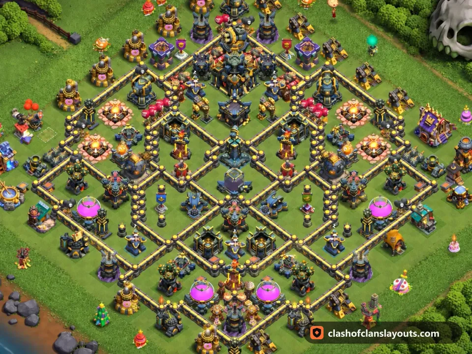 TH17 Farm Base Layout 40: Clash of Clans Town Hall 17 farm base layout, full base picture