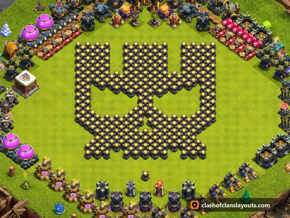 TH17 Funny Base Layout 17: Clash of Clans Town Hall 17 fun base layout, full base picture