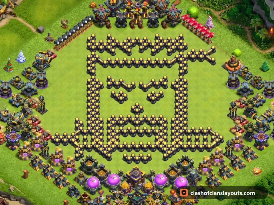 TH17 Funny Base Layout 18: Clash of Clans Town Hall 17 fun base layout, full base picture