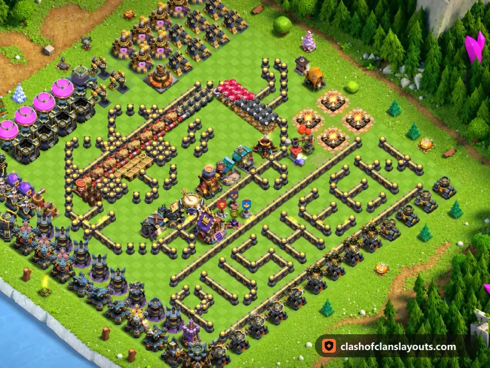 TH17 Funny Base Layout 20: Clash of Clans Town Hall 17 fun base layout, full base picture