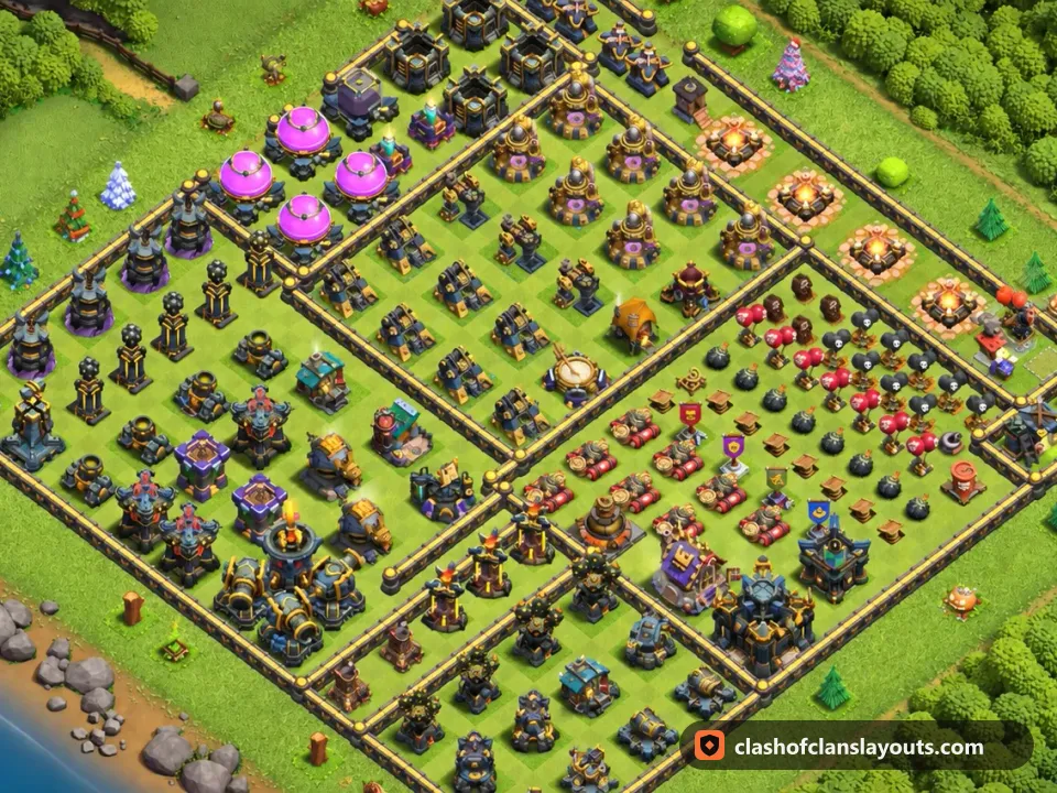 TH17 Funny Base Layout 22: Clash of Clans Town Hall 17 fun base layout, full base picture