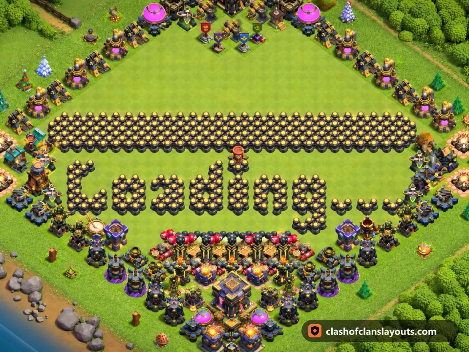 TH17 Funny Base Layout 25: Clash of Clans Town Hall 17 fun base layout, full base picture