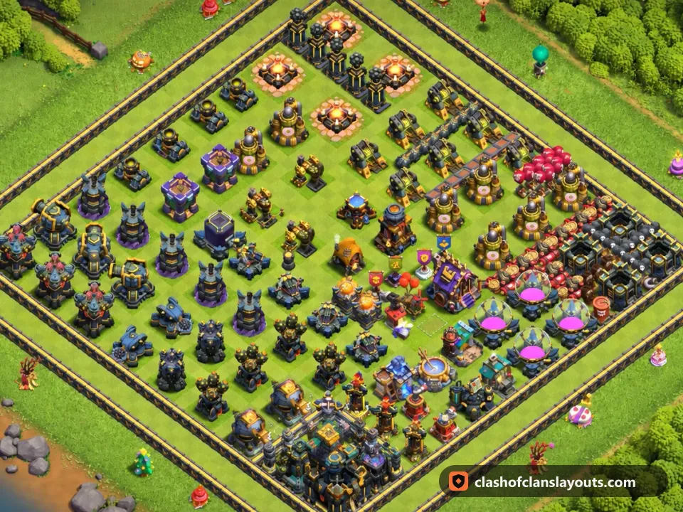 TH17 Funny Base Layout 28: Clash of Clans Town Hall 17 fun base layout, full base picture