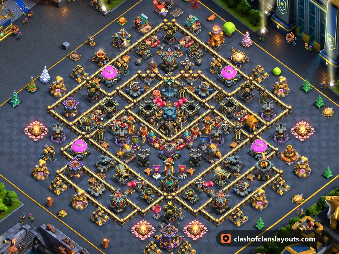 Base Ibrida TH17 21: layout base ibrida per Municipio 17 di Clash of Clans, immagine completa della base