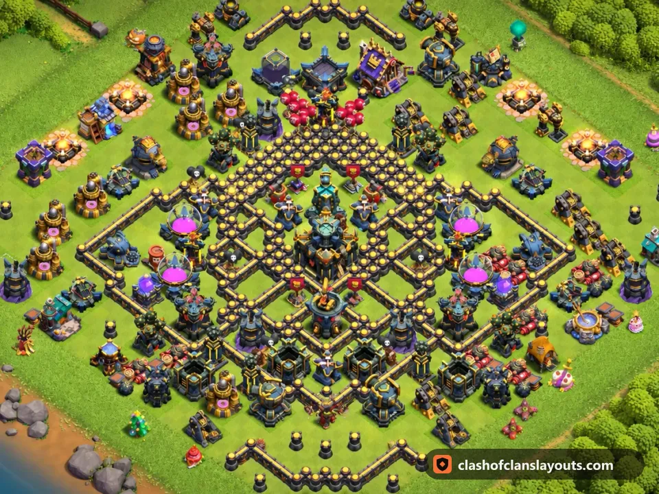 TH17 Trophy Base Layout 78: Clash of Clans Town Hall 17 trophy base layout, full base picture