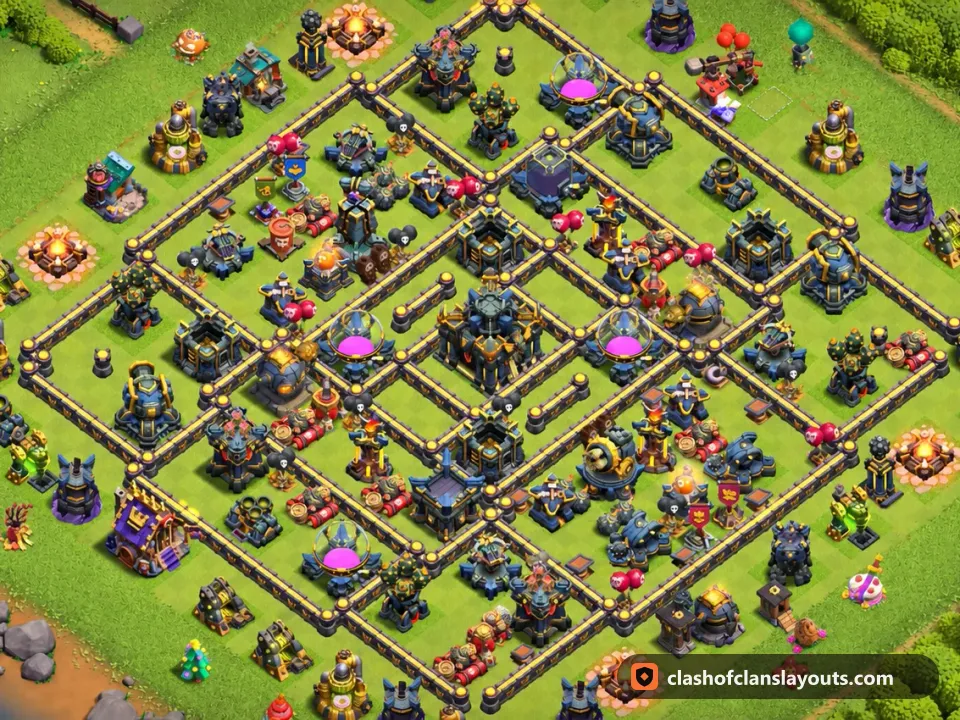 TH17 Trophy Base Layout 81: Clash of Clans Town Hall 17 trophy base layout, full base picture