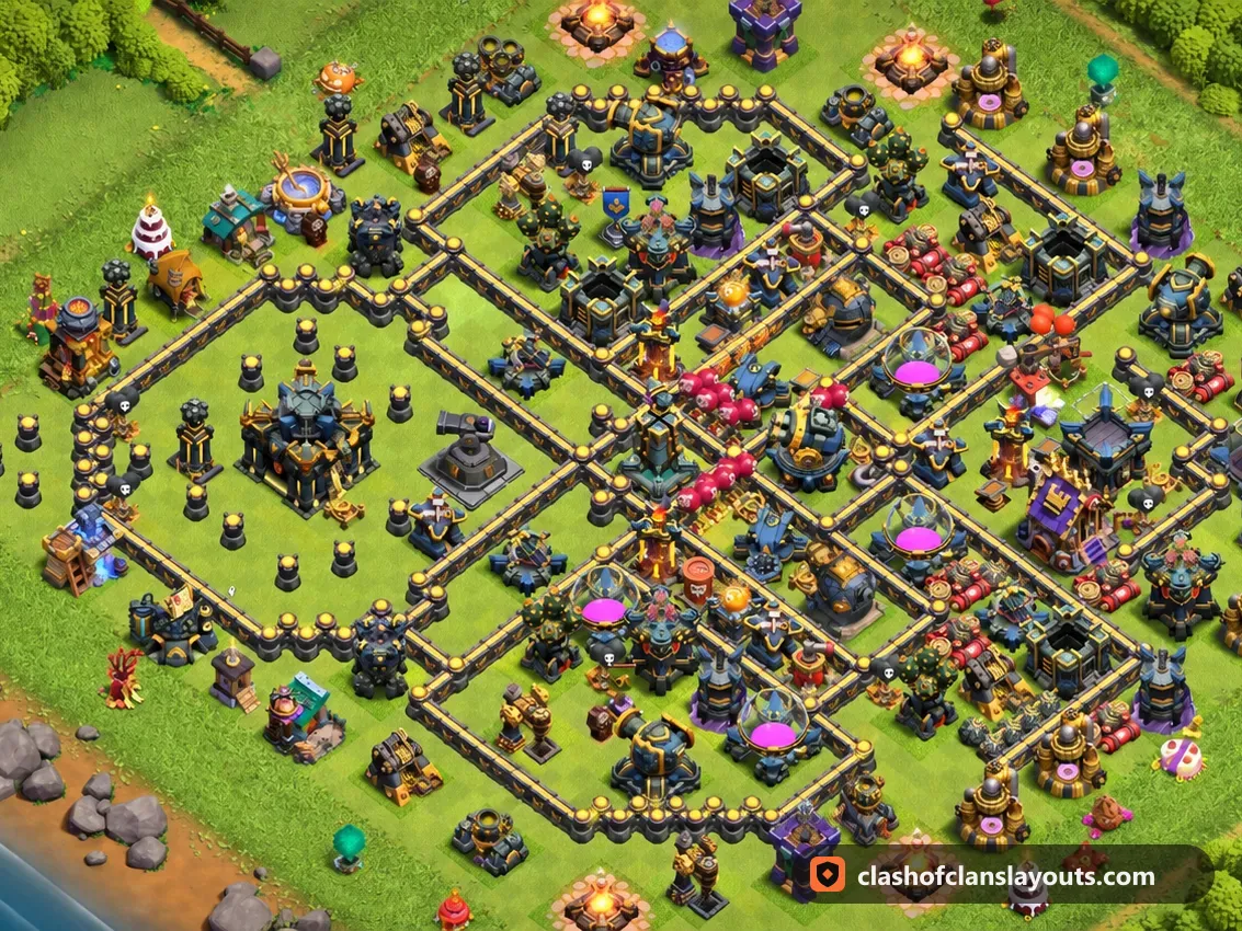 TH17 トロフィー用配置 84：Clash of Clans タウンホール17のトロフィー用配置、ベース全体の画像