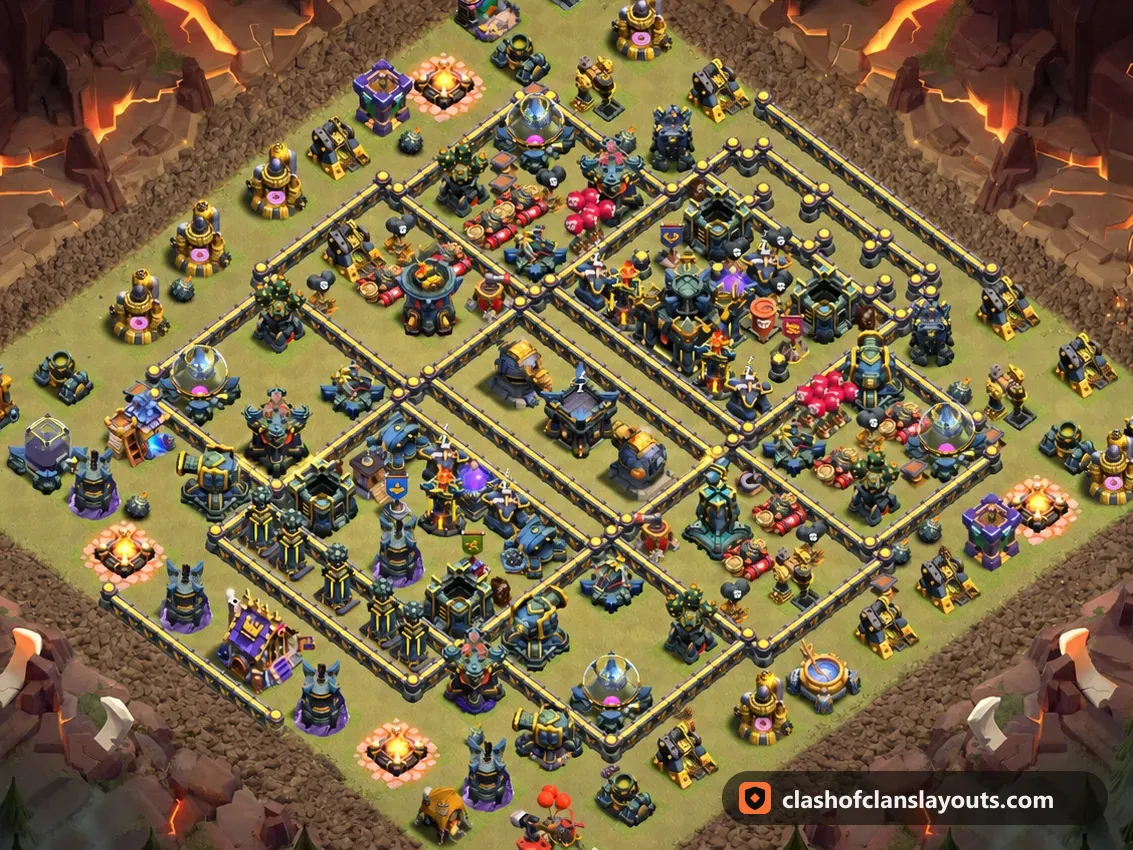 TH17 War Base Layout 191: Clash of Clans Town Hall 17 war base layout, full base picture