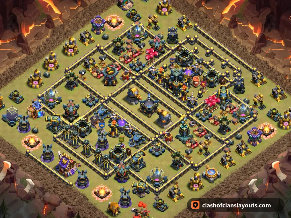 TH17 War Base Layout 191: Clash of Clans Town Hall 17 war base layout, full base picture