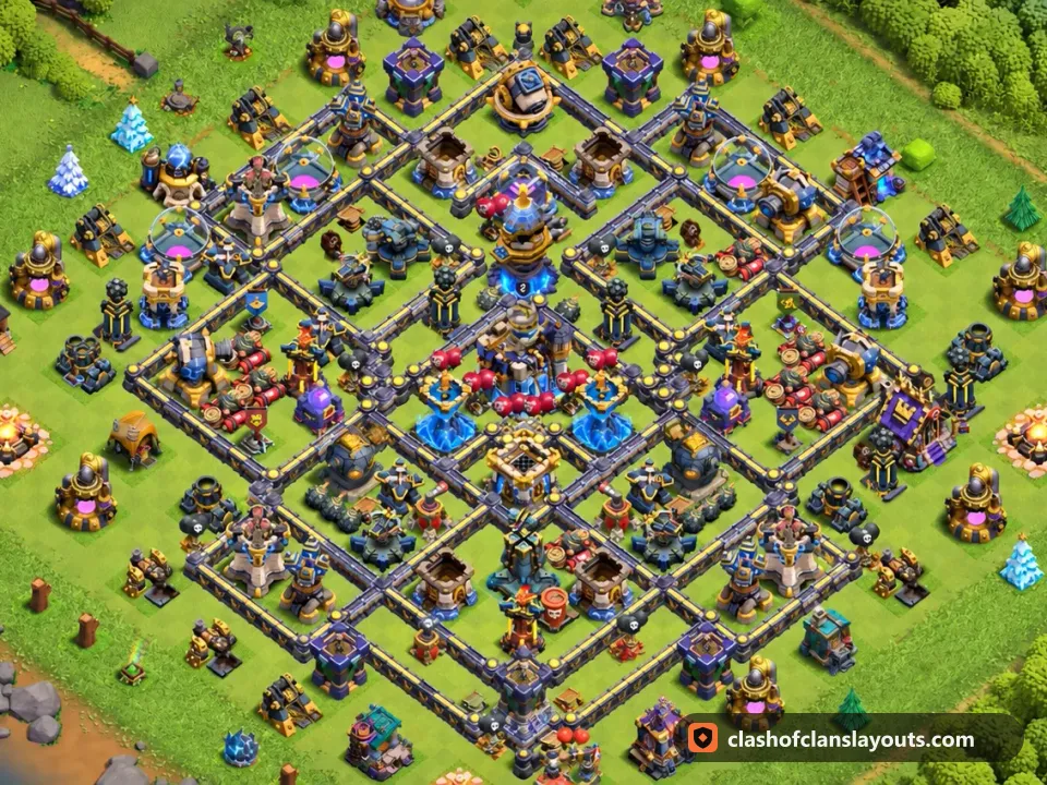 TH18 Farm Base Layout 11: Clash of Clans Town Hall 18 farm base layout, full base picture