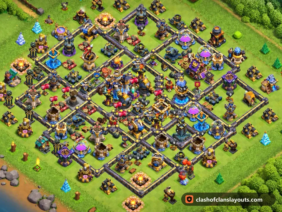 TH18 Farm Base Layout 12: Clash of Clans Town Hall 18 farm base layout, full base picture
