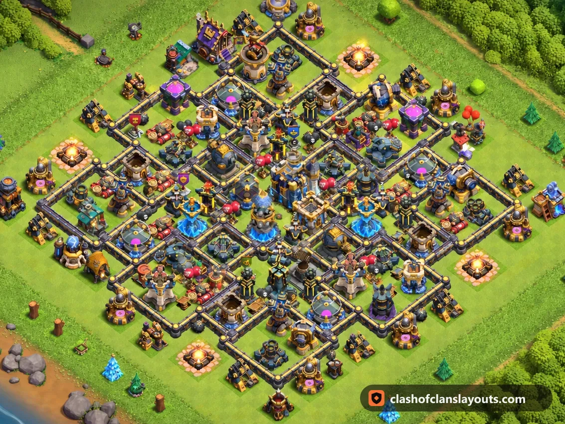 TH18 Farm Base Layout 16: Clash of Clans Town Hall 18 farm base layout, full base picture
