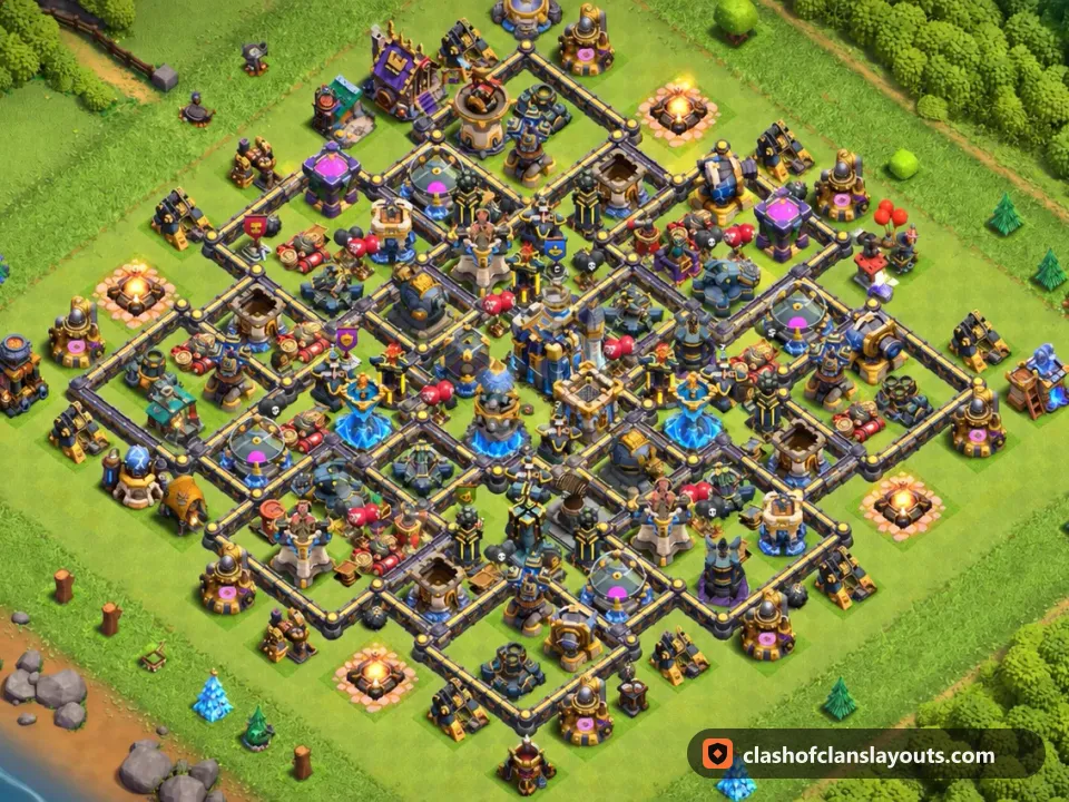 TH18 Farm Base Layout 16: Clash of Clans Town Hall 18 farm base layout, full base picture