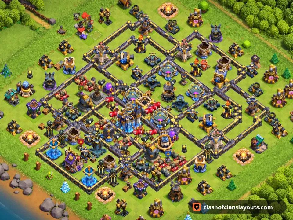 TH18 Farm Base Layout 18: Clash of Clans Town Hall 18 farm base layout, full base picture