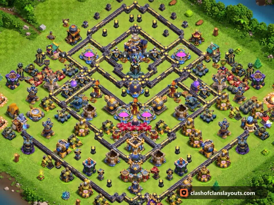TH18 Farm Base Layout 20: Clash of Clans Town Hall 18 farm base layout, full base picture