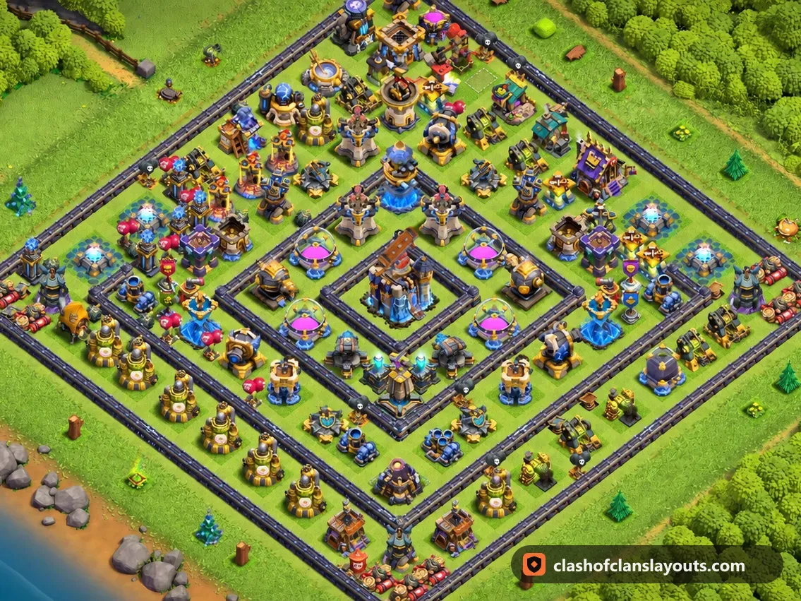 TH18 Farm Base Layout 21: Clash of Clans Town Hall 18 farm base layout, full base picture