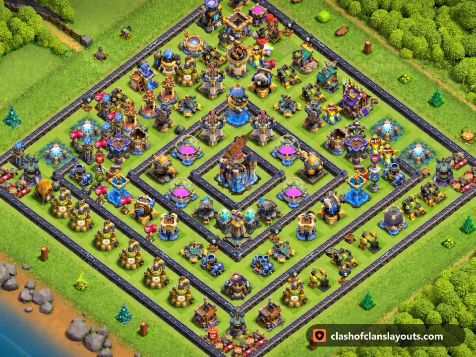 TH18 Farm Base Layout 21: Clash of Clans Town Hall 18 farm base layout, full base picture