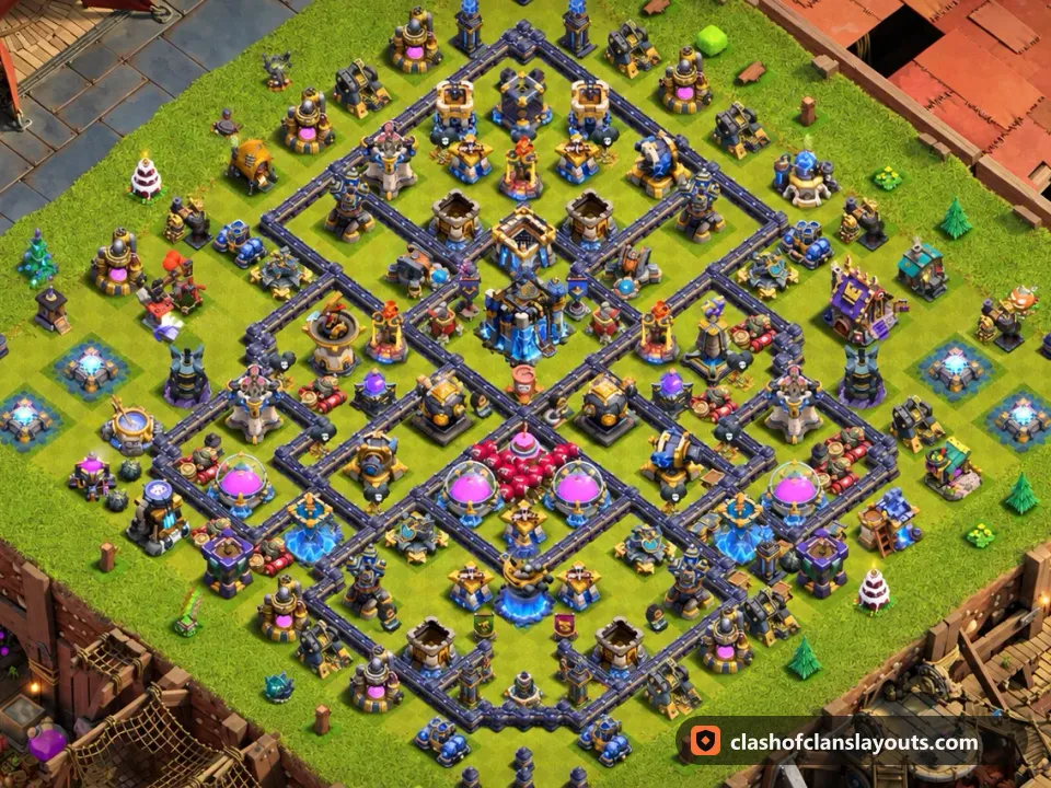 TH18 Farm Base Layout 22: Clash of Clans Town Hall 18 farm base layout, full base picture