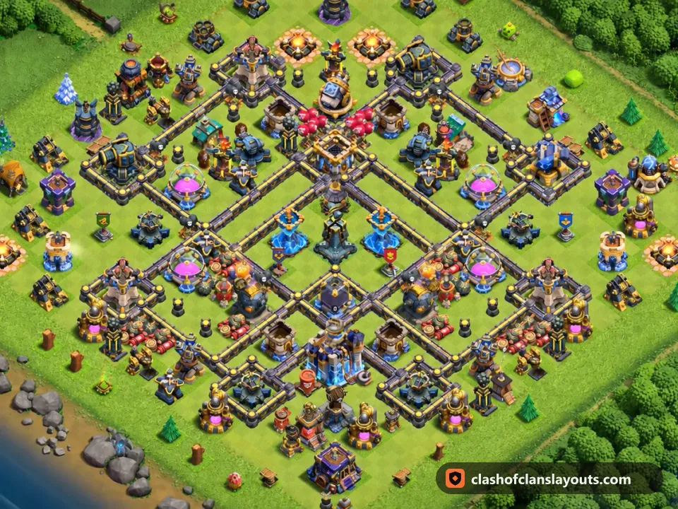TH18 Farm Base Layout 8: Clash of Clans Town Hall 18 farm base layout, full base picture