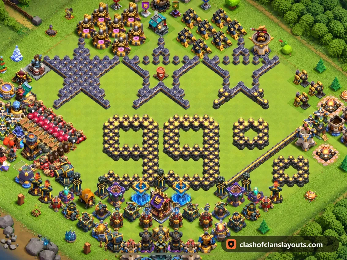 Base Divertida TH18 1: layout de base divertida de Clash of Clans para Centro de Vila 18, imagem completa da base