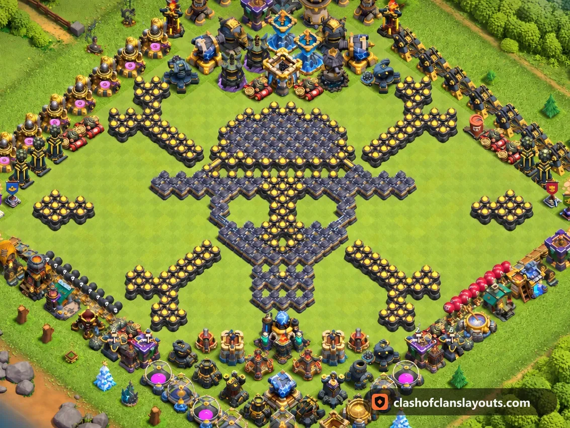 TH18 재미 배치 10: 클래시 오브 클랜 마을회관 18 재미 배치, 전체 배치 이미지