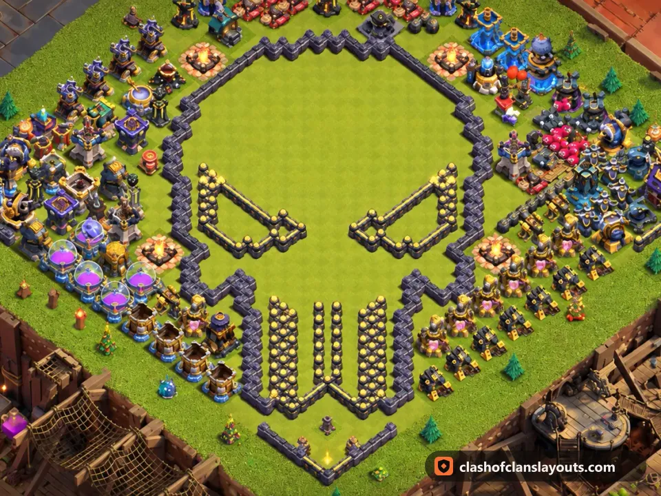 TH18 Funny Base Layout 12: Clash of Clans Town Hall 18 fun base layout, full base picture