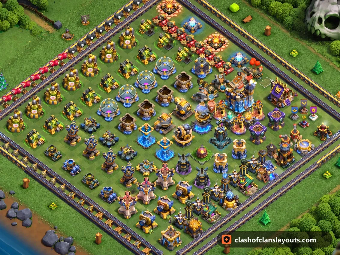 TH18 Funny Base Layout 13: Clash of Clans Town Hall 18 fun base layout, full base picture