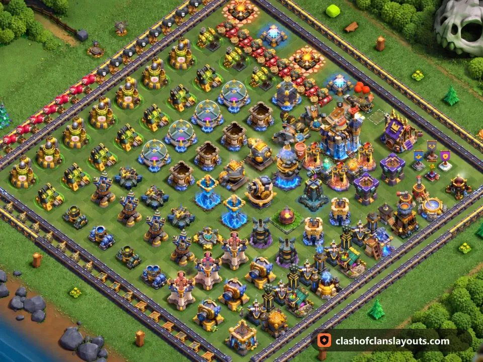 TH18 Funny Base Layout 13: Clash of Clans Town Hall 18 fun base layout, full base picture