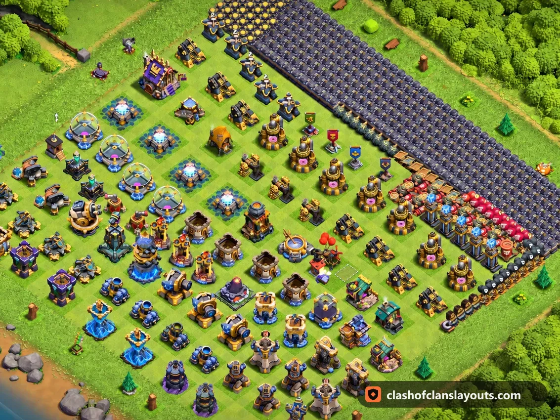 TH18 ネタ配置 14：Clash of Clans タウンホール18のネタ配置、ベース全体の画像
