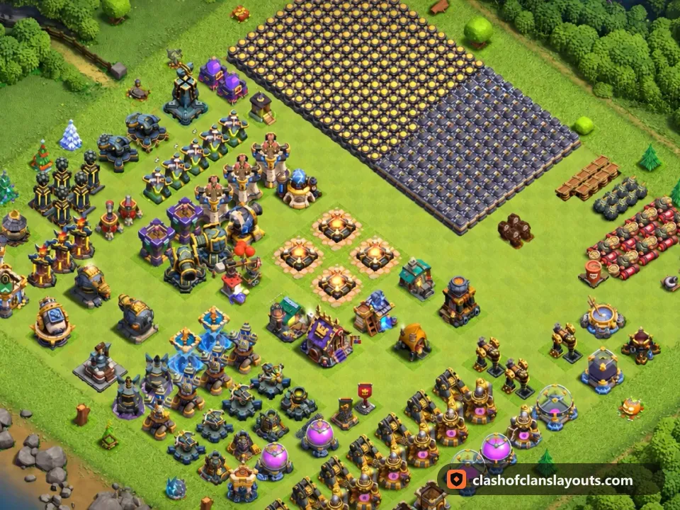 TH18 Funny Base Layout 2: Clash of Clans Town Hall 18 fun base layout, full base picture