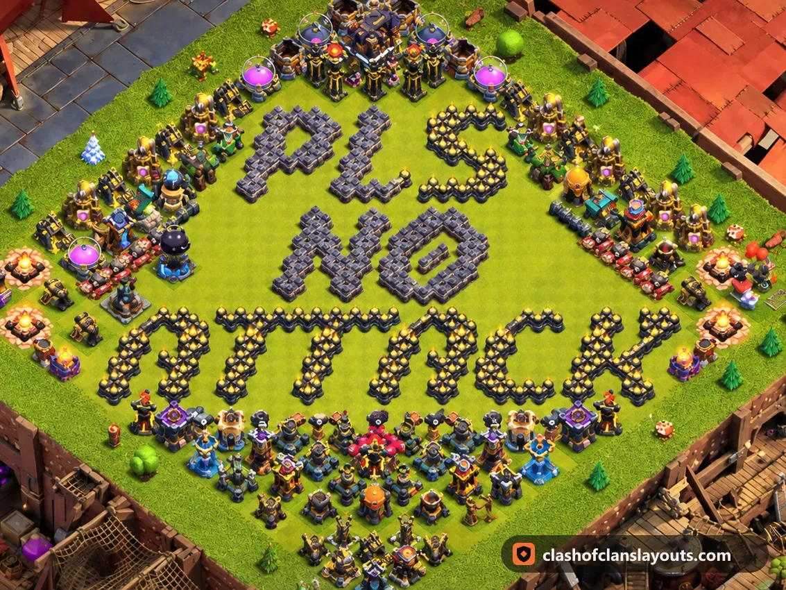 TH18 Funny Base Layout 3: Clash of Clans Town Hall 18 fun base layout, full base picture