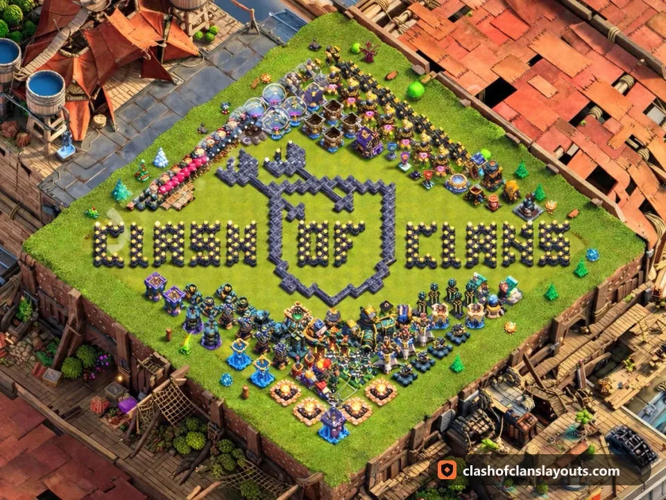 TH18 Funny Base Layout 4: Clash of Clans Town Hall 18 fun base layout, full base picture
