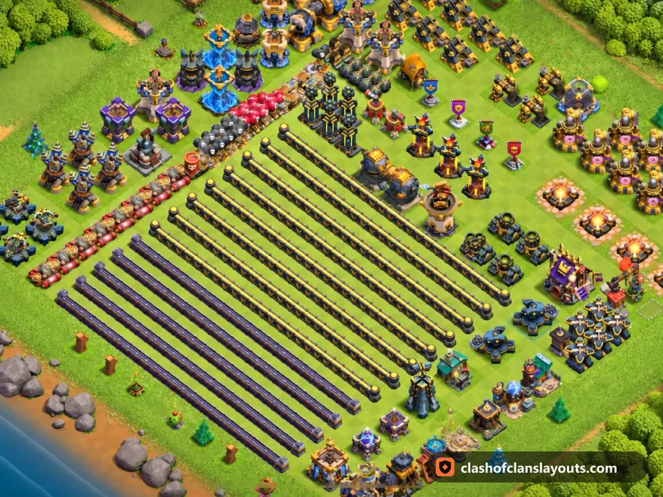 TH18 Funny Base Layout 9: Clash of Clans Town Hall 18 fun base layout, full base picture