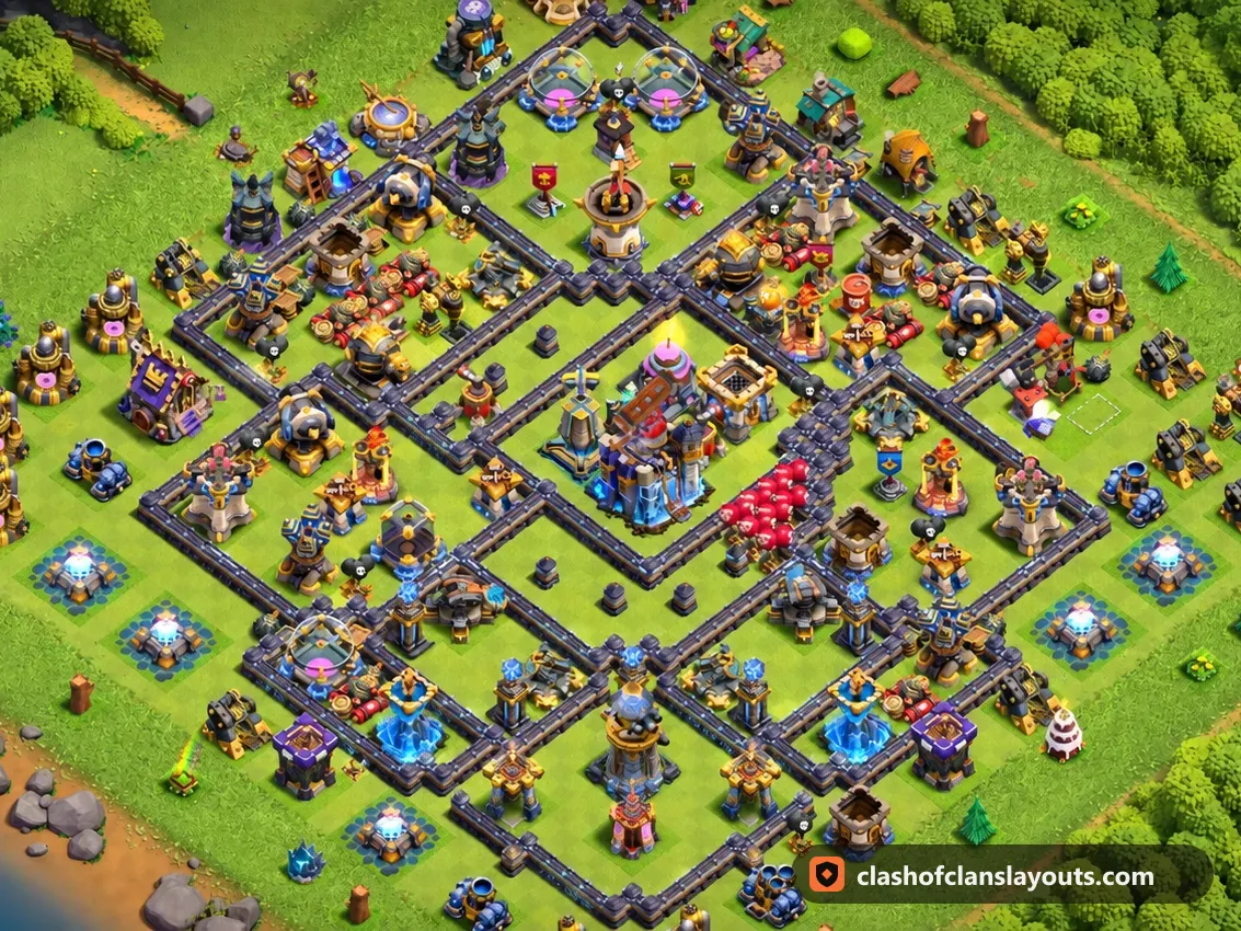 TH18 Trophy Base Layout 78: Clash of Clans Town Hall 18 trophy base layout, full base picture