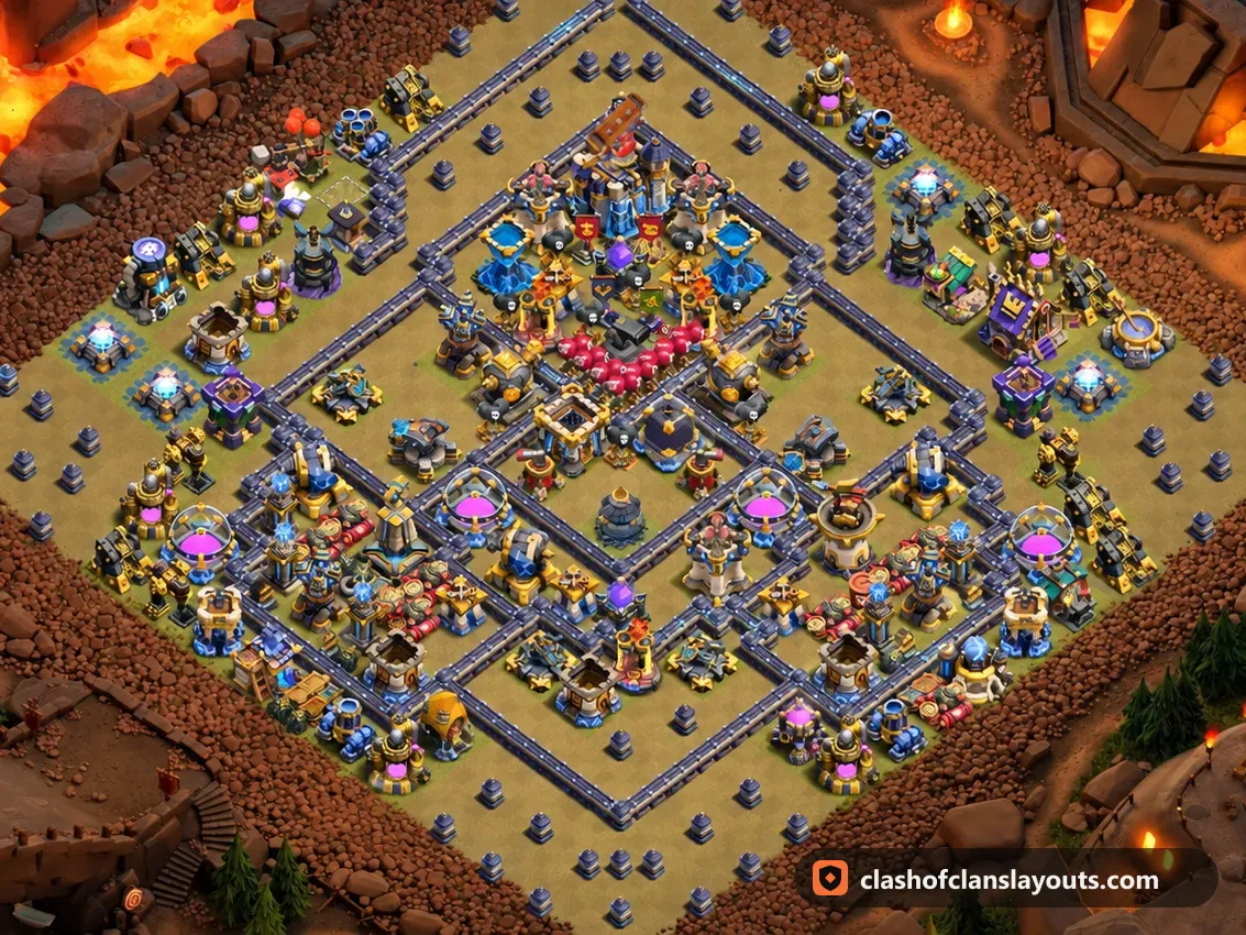 Base da Guerra TH18 181: layout base guerra per Municipio 18 di Clash of Clans, immagine completa della base