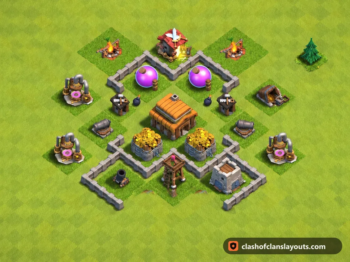 Base da Farm TH3 112: layout base farm per Municipio 3 di Clash of Clans, immagine completa della base