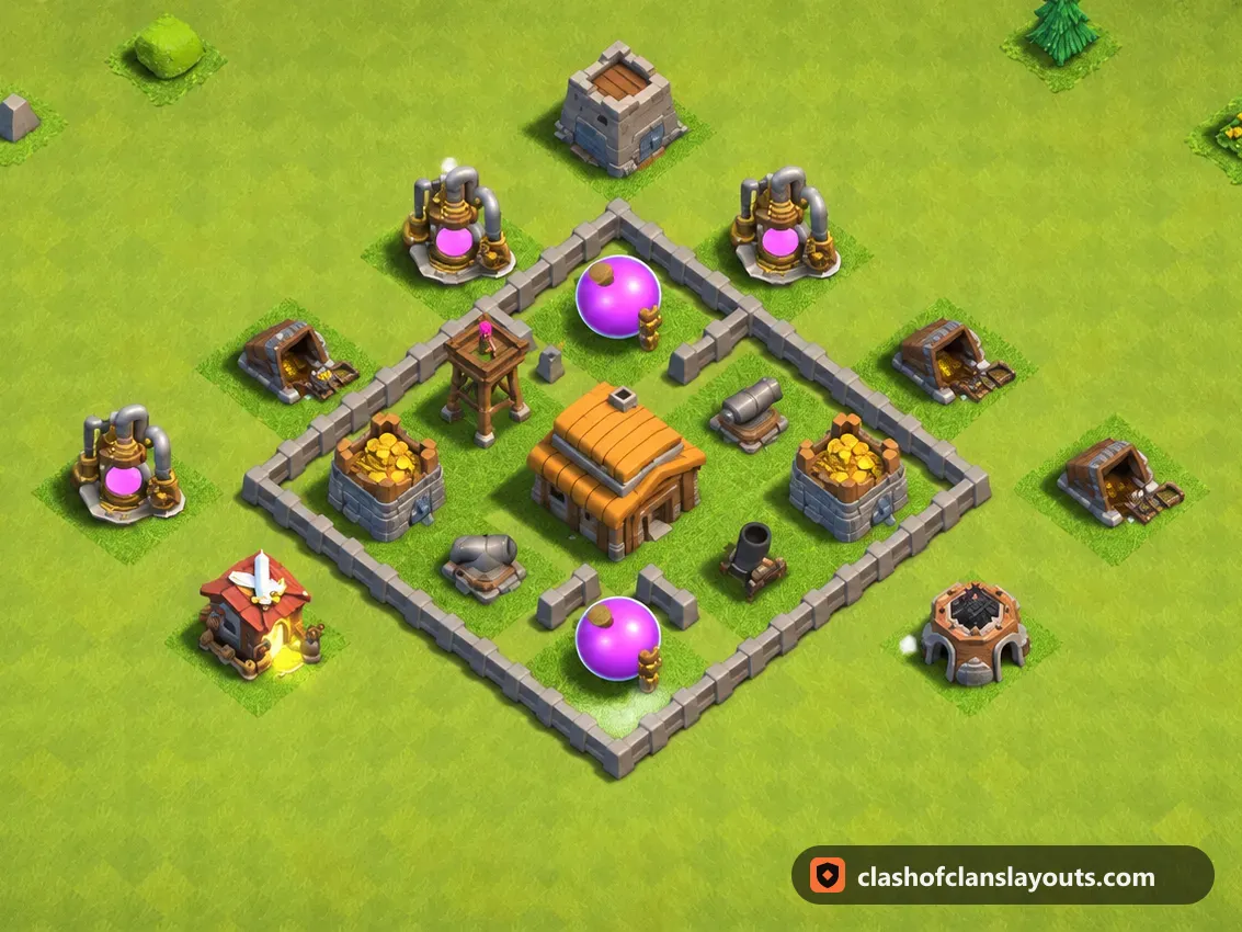 Base da Farm TH3 113: layout base farm per Municipio 3 di Clash of Clans, immagine completa della base