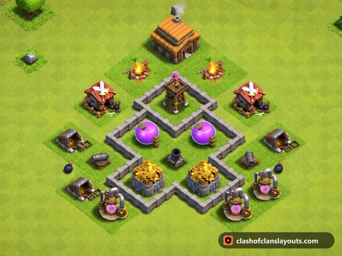 Base da Farm TH3 99: layout base farm per Municipio 3 di Clash of Clans, immagine completa della base