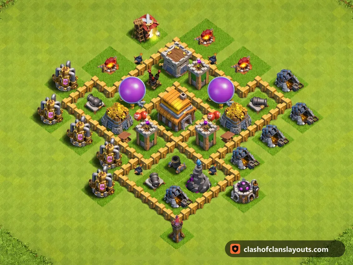 Farmbase TH5 120: Clash of Clans Farmbase für Rathaus 5, komplettes Bild der Base