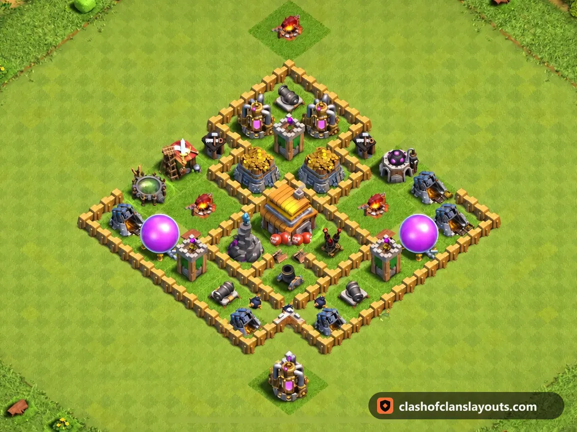 TH5 トロフィー用配置 140：Clash of Clans タウンホール5のトロフィー用配置、ベース全体の画像