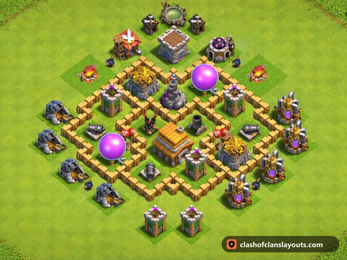 TH5 트로피 배치 141: 클래시 오브 클랜 마을회관 5 트로피 배치, 전체 배치 이미지