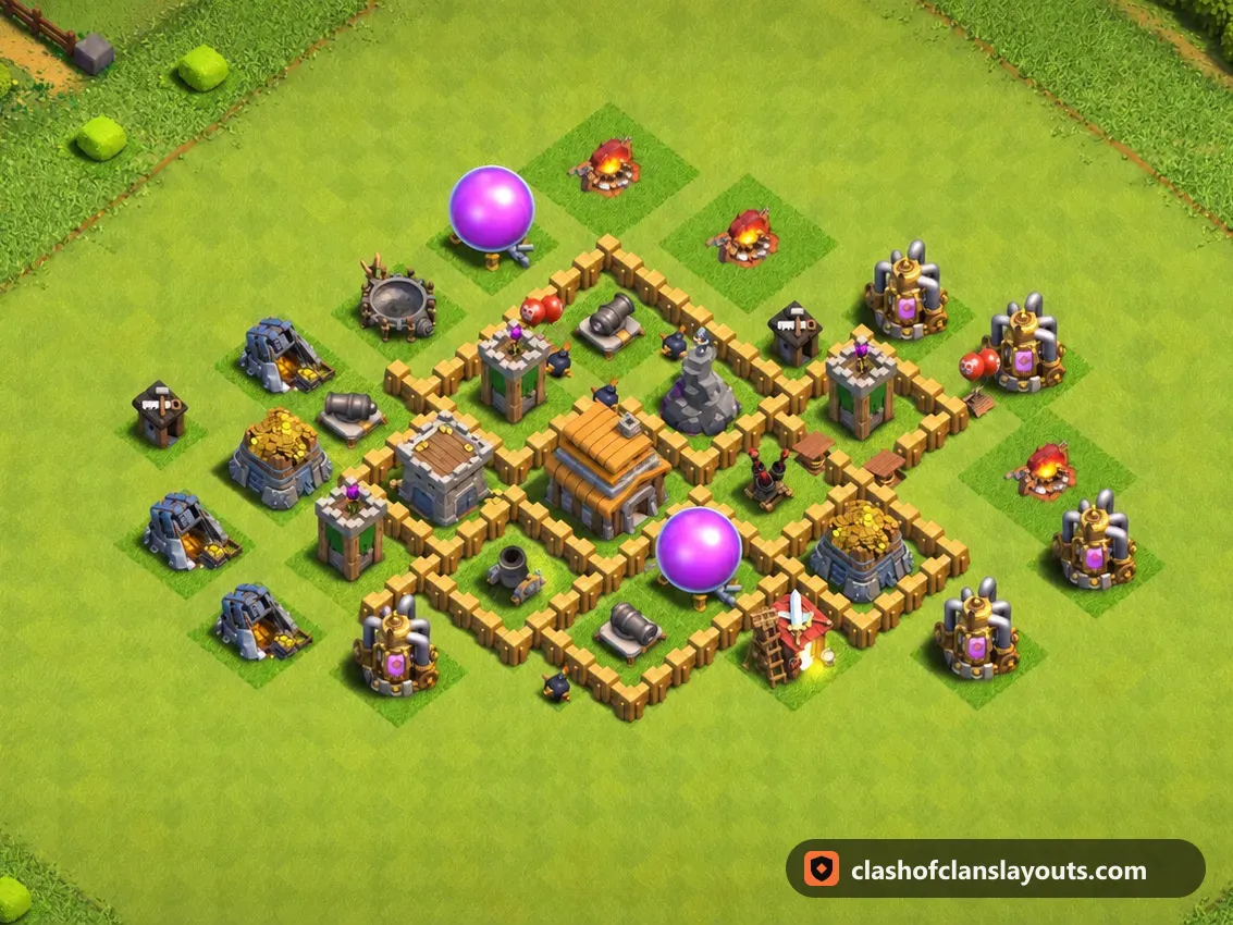 TH5 トロフィー用配置 146：Clash of Clans タウンホール5のトロフィー用配置、ベース全体の画像