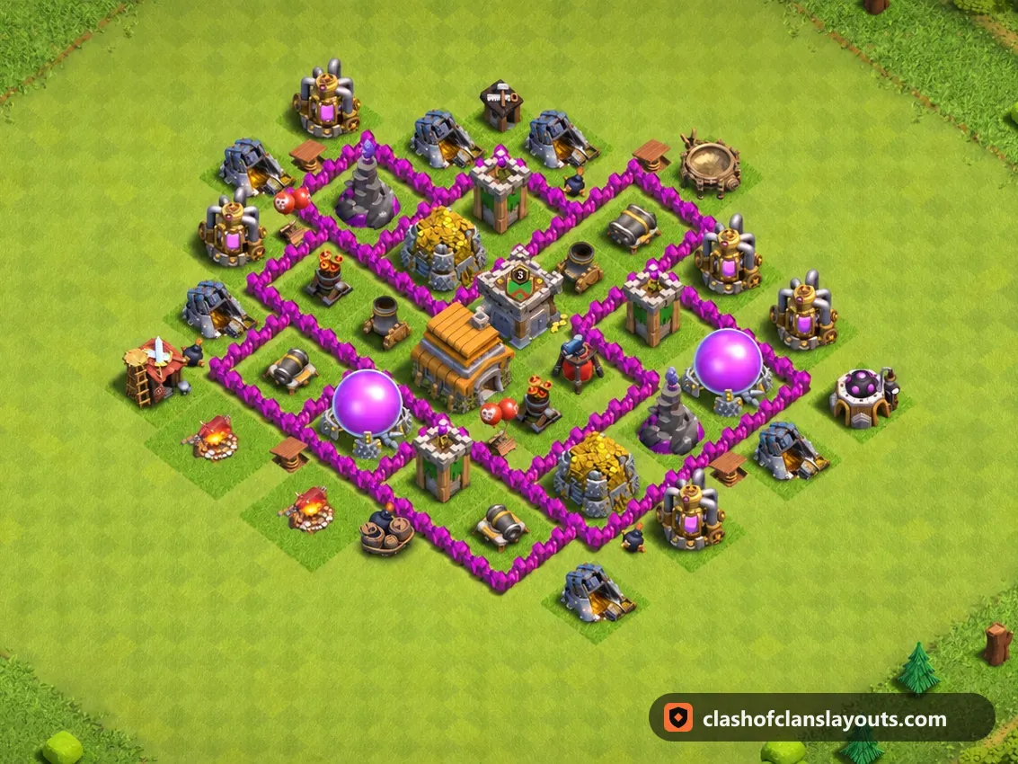 Base Farming TH6 158: layout base Farming Clash of Clans Town Hall 6, gambar base lengkap